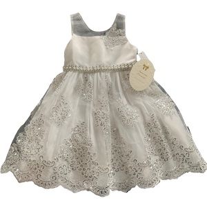 American Princess White with Silver Sequence Dress- 2T